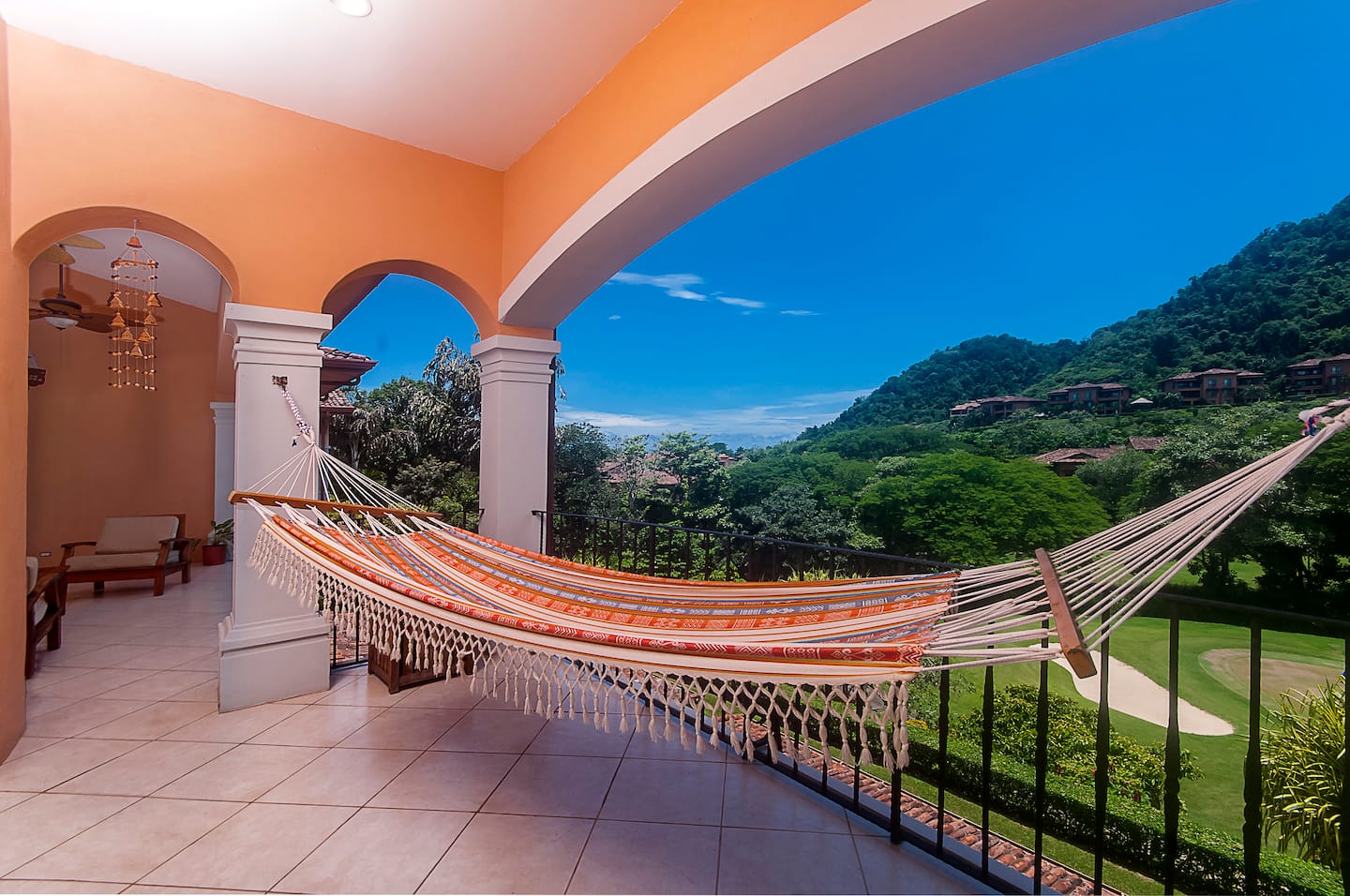 Private hammock terrace overlooking the Los Sueños golf course and mountains
